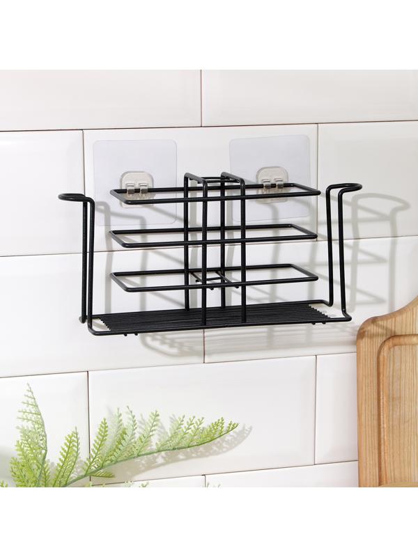 Подставка для столовых приборов Доляна, 26×7×12 см, цвет чёрный