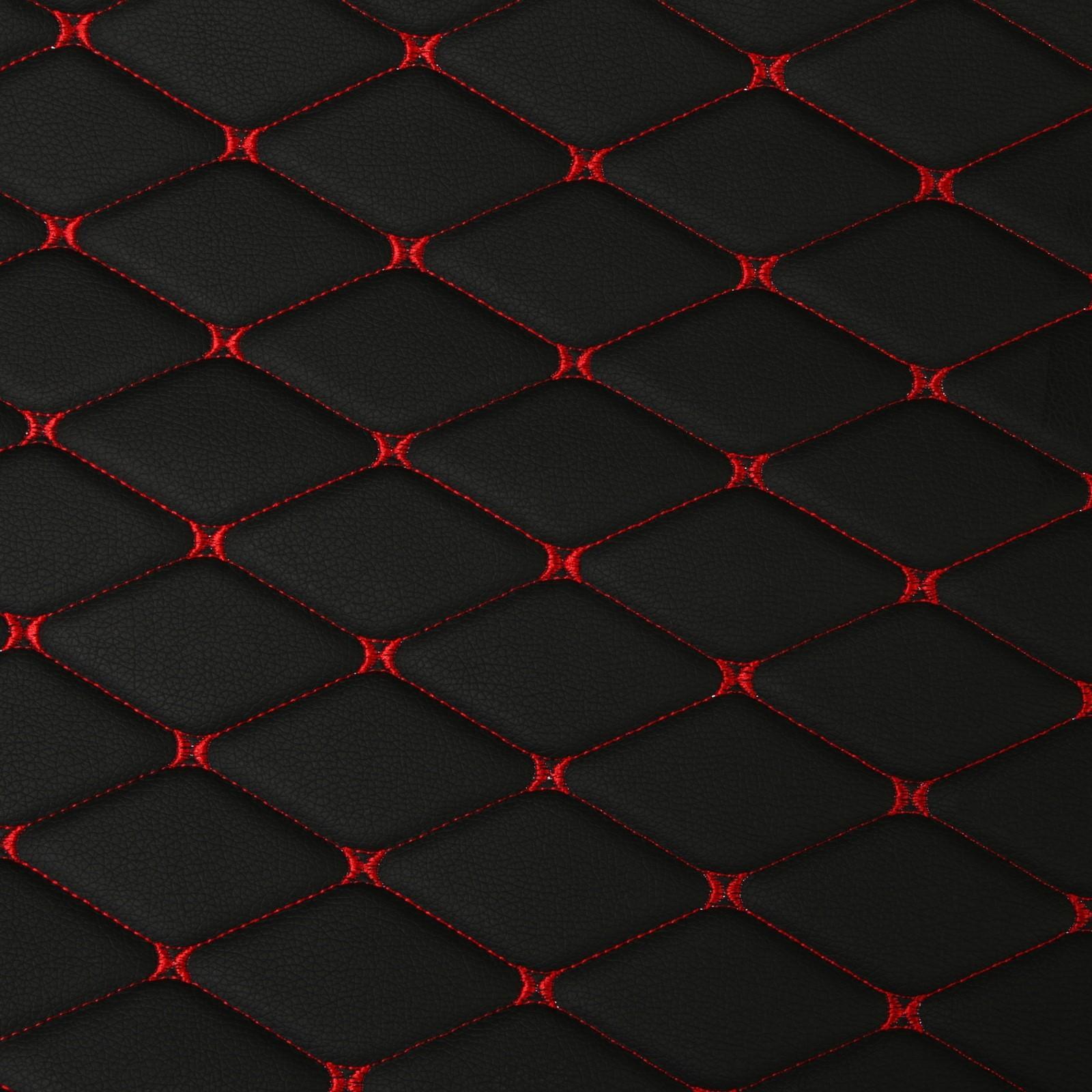 Обшивка салона авто 100×160×0,7 см, кожзам/поролон, ромб, красная строчка