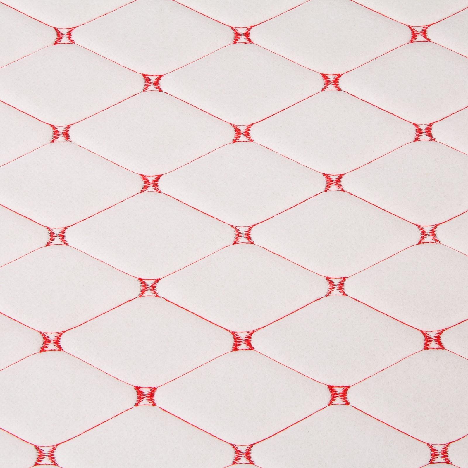 Обшивка салона авто 100×160×0,7 см, кожзам/поролон, ромб, красная строчка