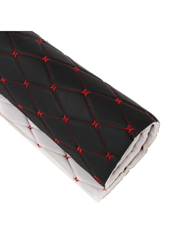 Обшивка салона авто 100×160×0,7 см, кожзам/поролон, ромб, красная строчка