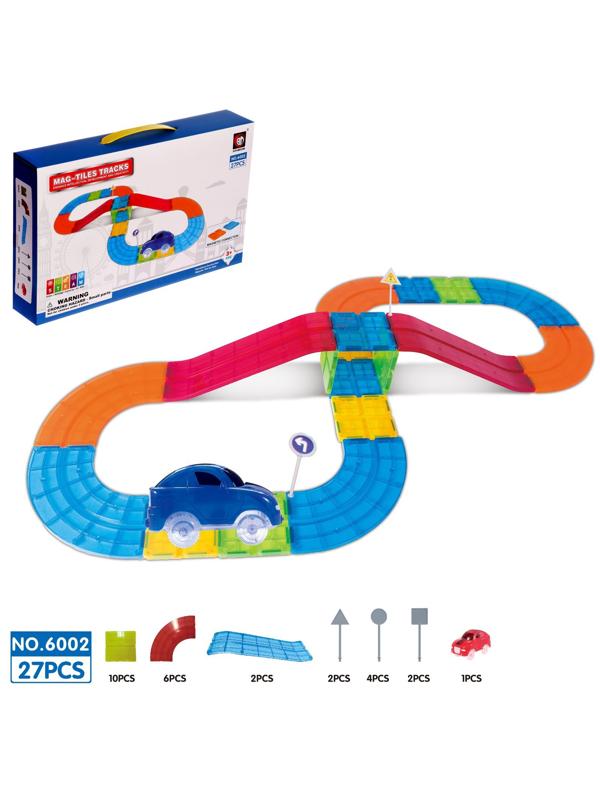 Конструктор магнитный «Магический трек», машинка ездит от батареек, 27 деталей