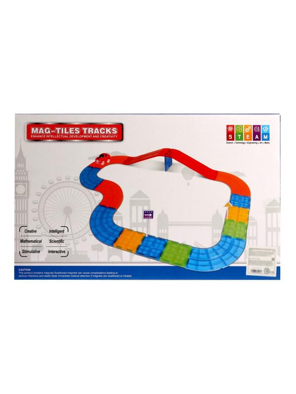 Конструктор магнитный «Магический трек», машинка ездит от батареек, 27 деталей