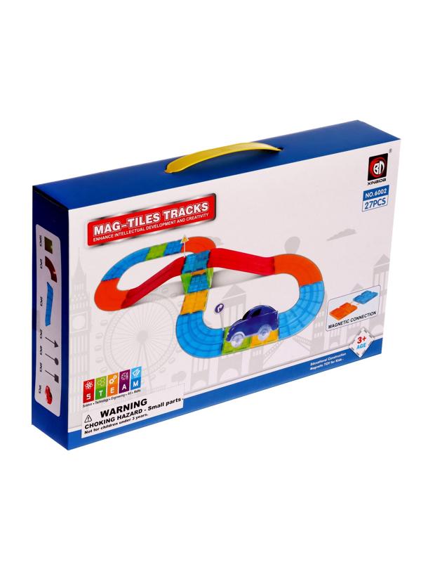 Конструктор магнитный «Магический трек», машинка ездит от батареек, 27 деталей