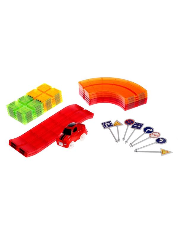 Конструктор магнитный «Магический трек», машинка ездит от батареек, 27 деталей