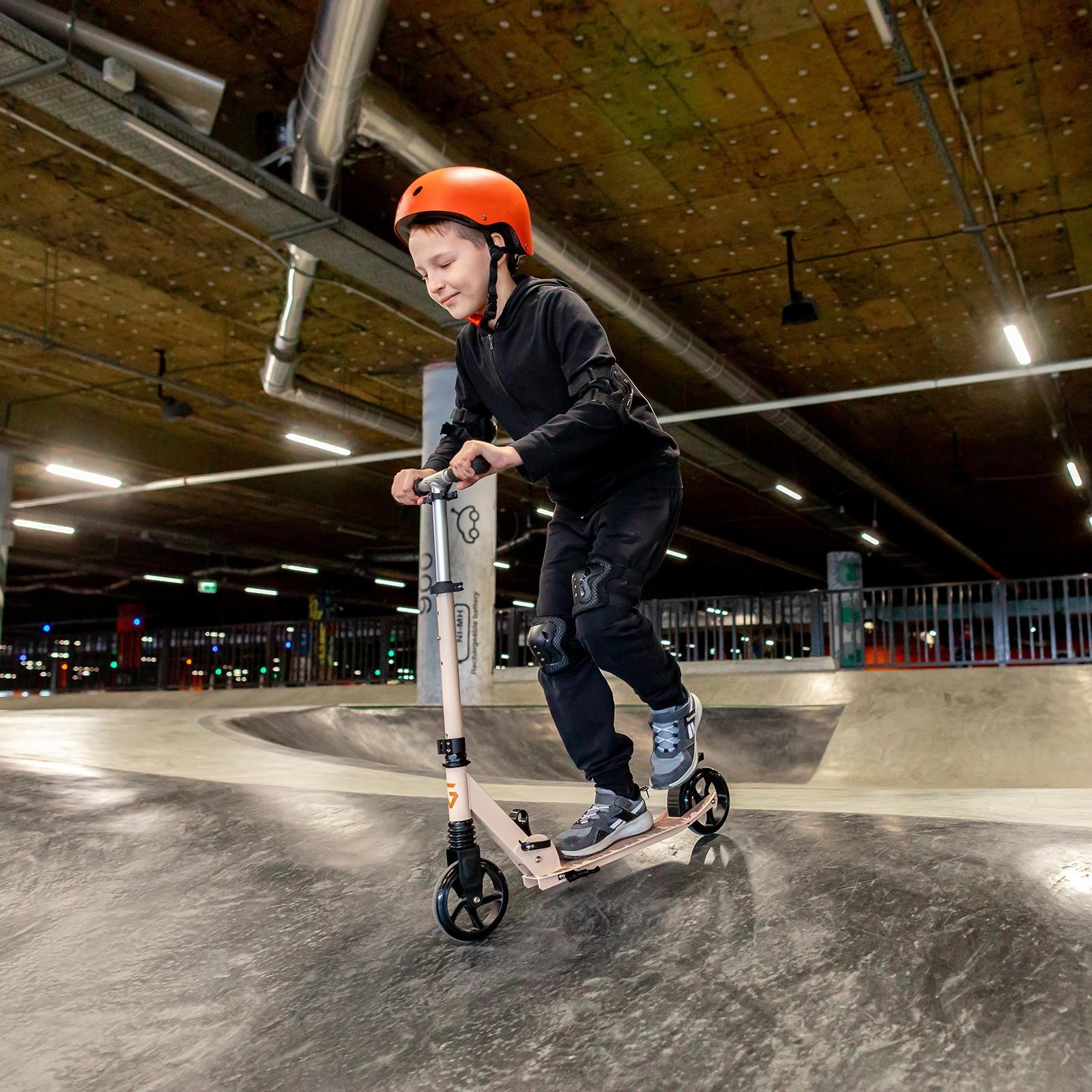 Самокат алюминиевый, складной, колеса PU 145 мм, ABEC 7, амортизатор передний