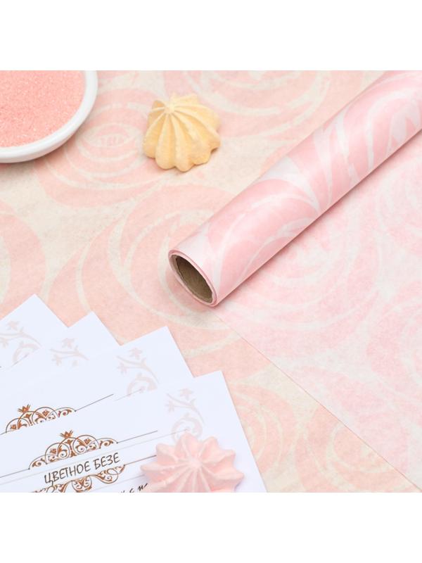Бумага силиконизированная «Розы пудровые», для выпечки, 0,38 х 5 м