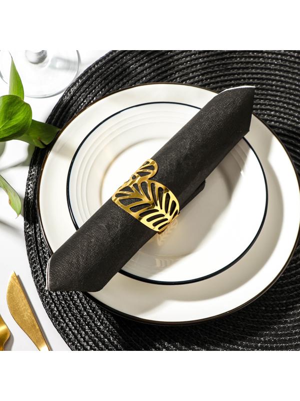 Кольцо для салфетки «Лист», 4,5×4,5×5 см, цвет золотой