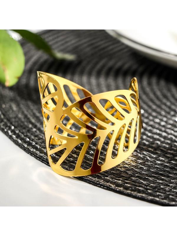 Кольцо для салфетки «Лист», 4,5×4,5×5 см, цвет золотой