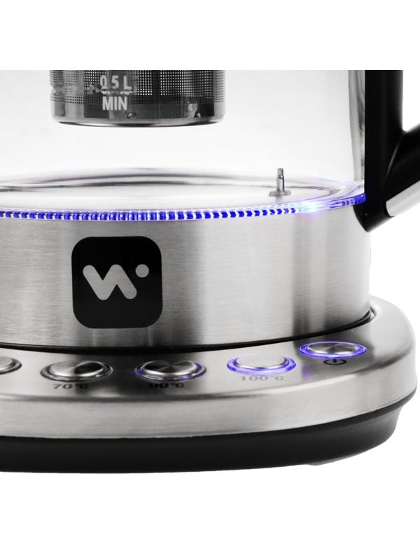 Чайник электрический Windigo LSK-1807, стекло, 1.7 л, 2200 Вт, регулировка t°