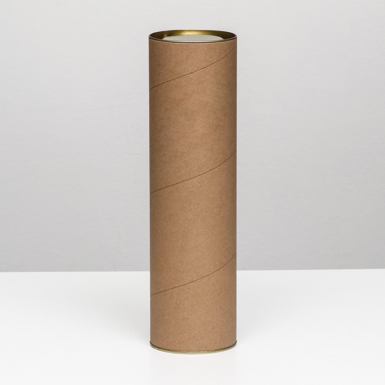 Тубус 92х340 мм (320 мм внутр. высота), под бутылку/футболку, картон, металлическая крышка