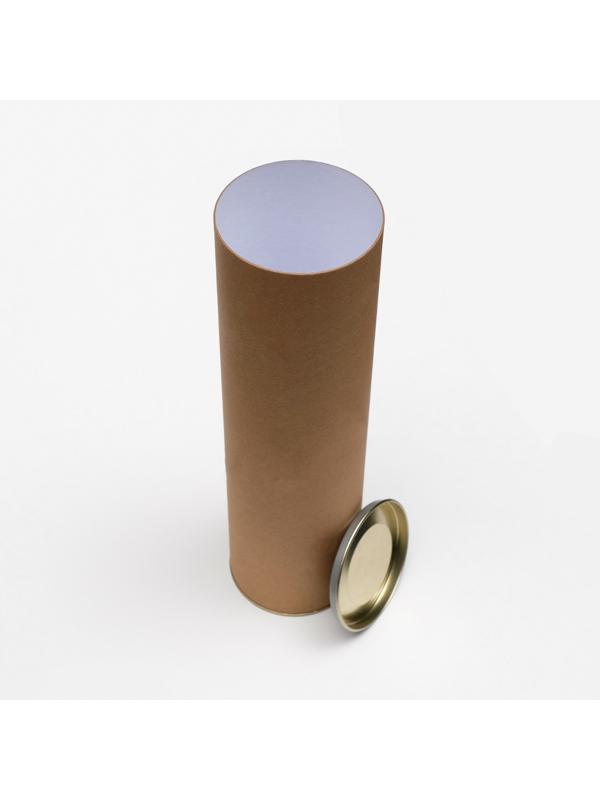 Тубус 92х340 мм (320 мм внутр. высота), под бутылку/футболку, картон, металлическая крышка