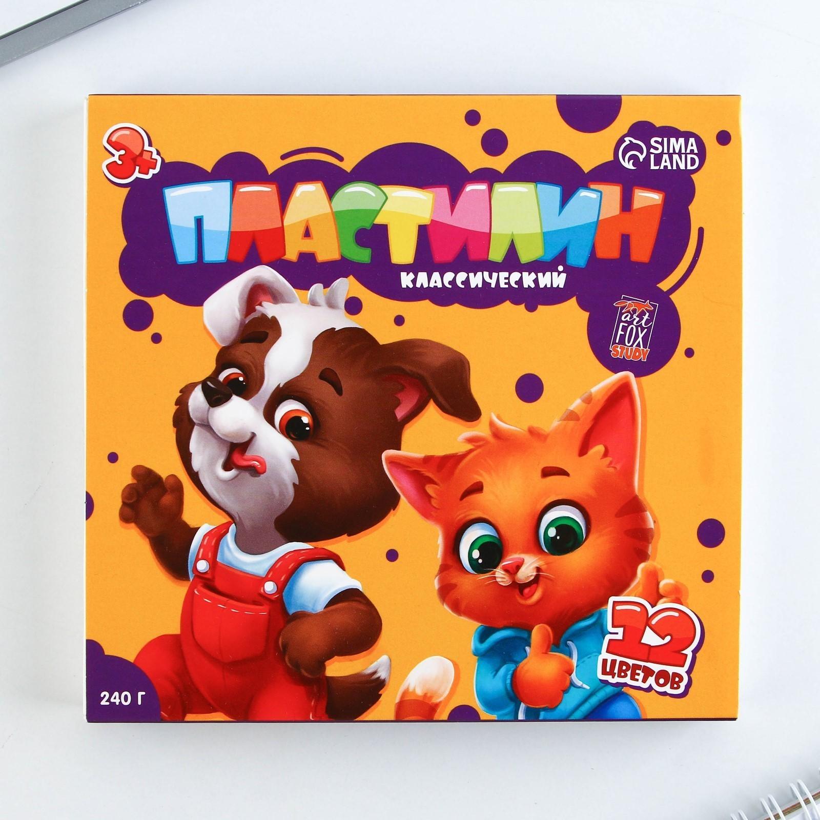 Пластилин классический ArtFox STUDY для лепки 12 цветов, 240 г.