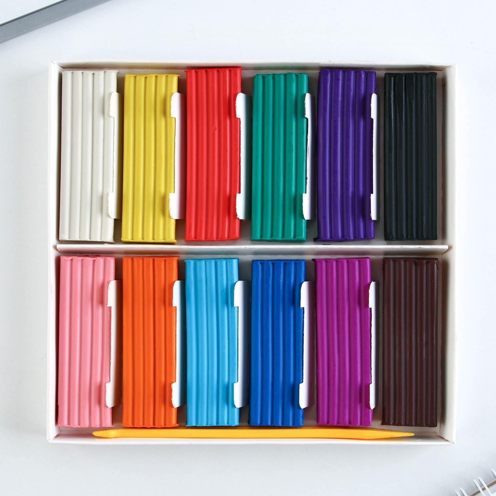 Пластилин классический ArtFox STUDY для лепки 12 цветов, 240 г.