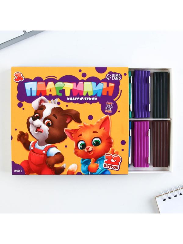 Пластилин классический ArtFox STUDY для лепки 12 цветов, 240 г.