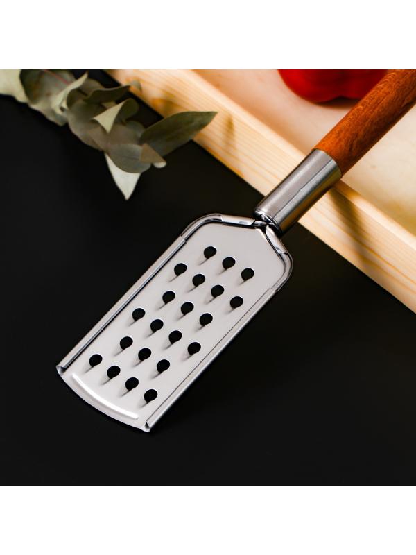 Тёрка крупная Доляна «Валдай», рабочая часть 11,5×5,8 см, нержавеющая сталь, цвет коричневый