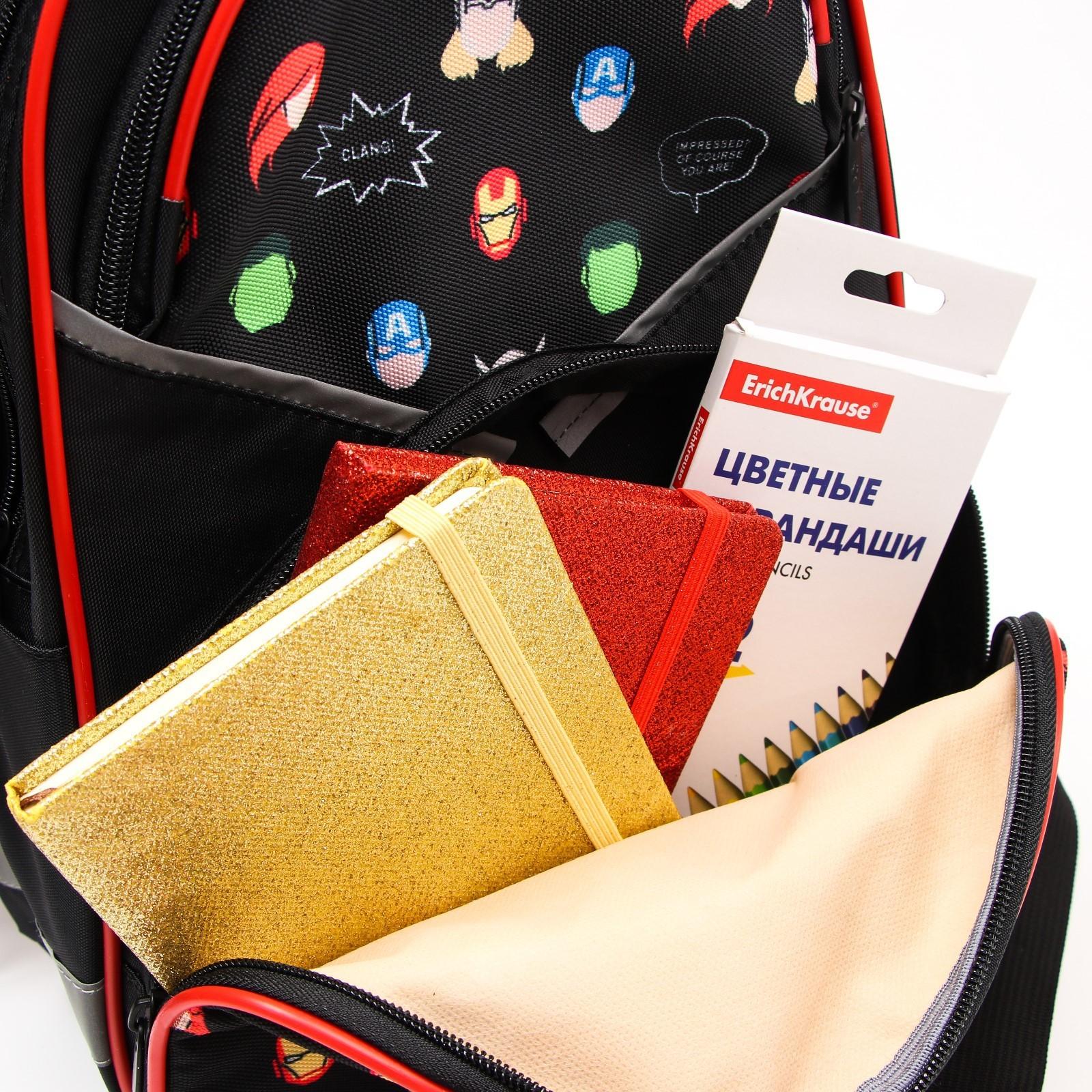 Рюкзак школьный с эргономической спинкой, 37х26х15 см, Мстители