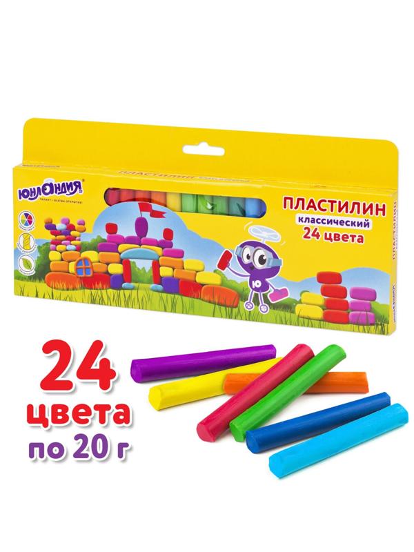 Пластилин 24цв 480г ЮНЛАНДИЯ ВЫСШЕЕ КАЧЕСТВО (Таиланд), 105031