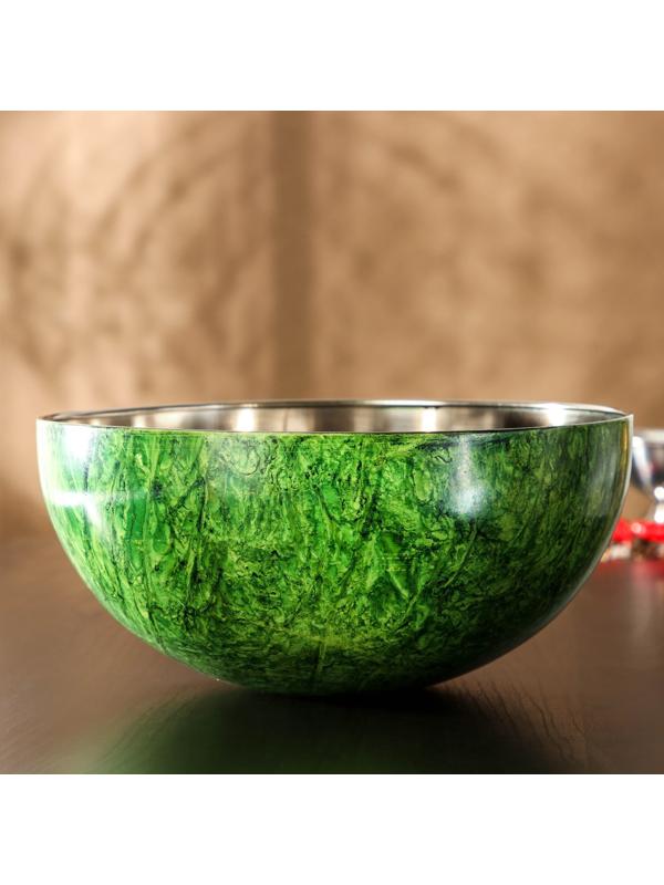 Миска из нержавеющей стали «Малахит», d=27 см, цвет зелёный