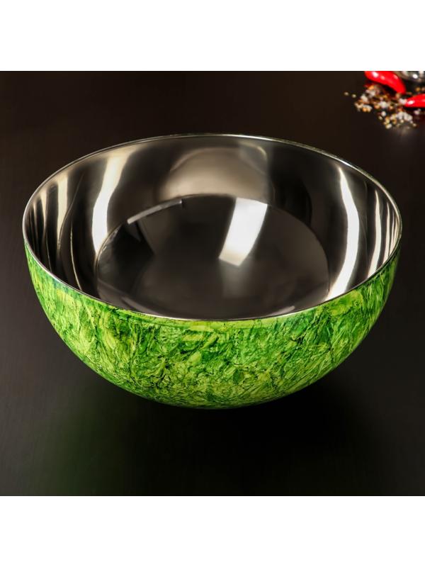 Миска из нержавеющей стали «Малахит», d=27 см, цвет зелёный