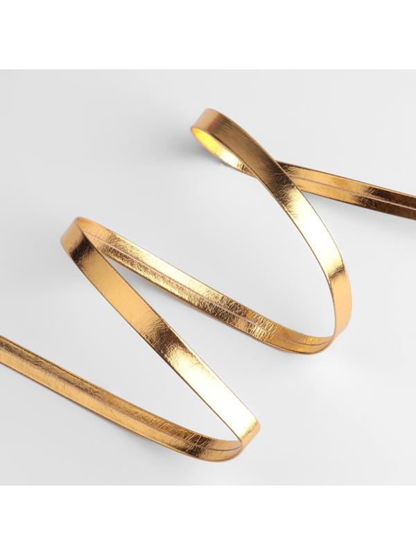 Косая бейка, кожзам, 8 мм × 10 ± 1 м, цвет золотой