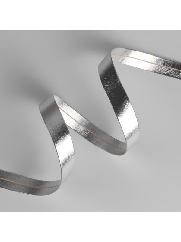 Косая бейка, кожзам, 15 мм × 10 ± 1 м, цвет серебряный