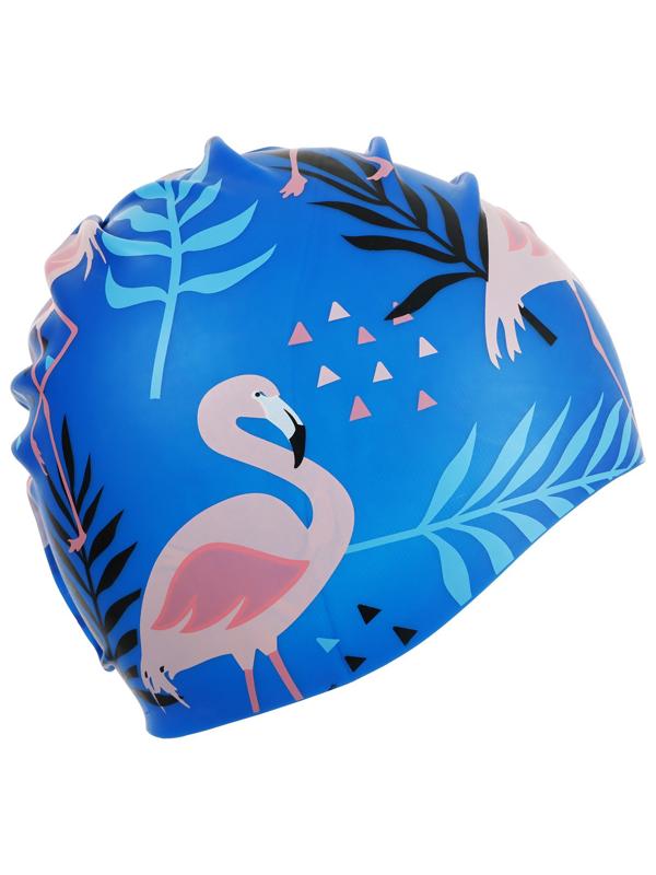 Шапочка для плавания детская «Фламинго», силиконовая, обхват 46-52 см