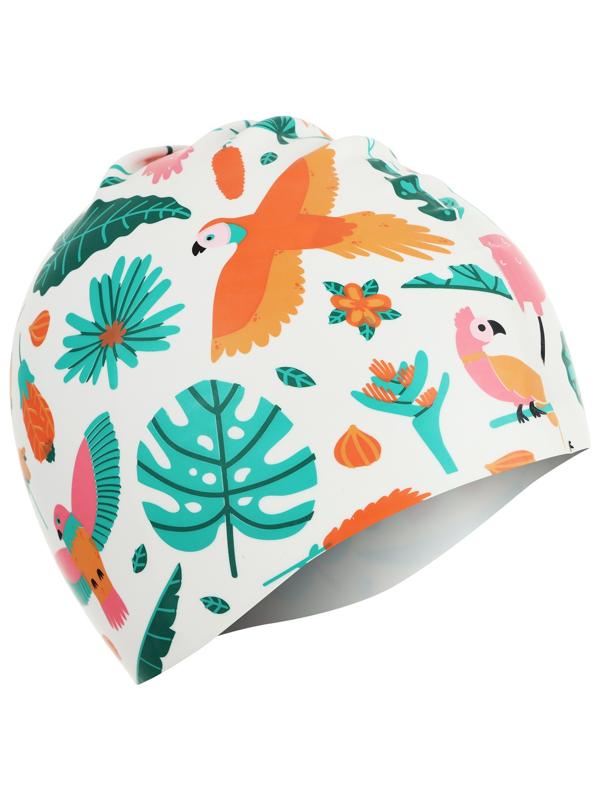 Шапочка для плавания детская «Фламинго с птицами», силиконовая, обхват 46-52 см