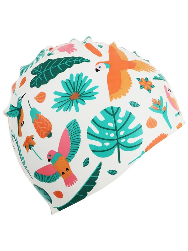 Шапочка для плавания детская «Фламинго с птицами», силиконовая, обхват 46-52 см