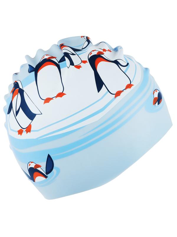 Шапочка для плавания детская «Пингвины», силиконовая, обхват 46-52 см