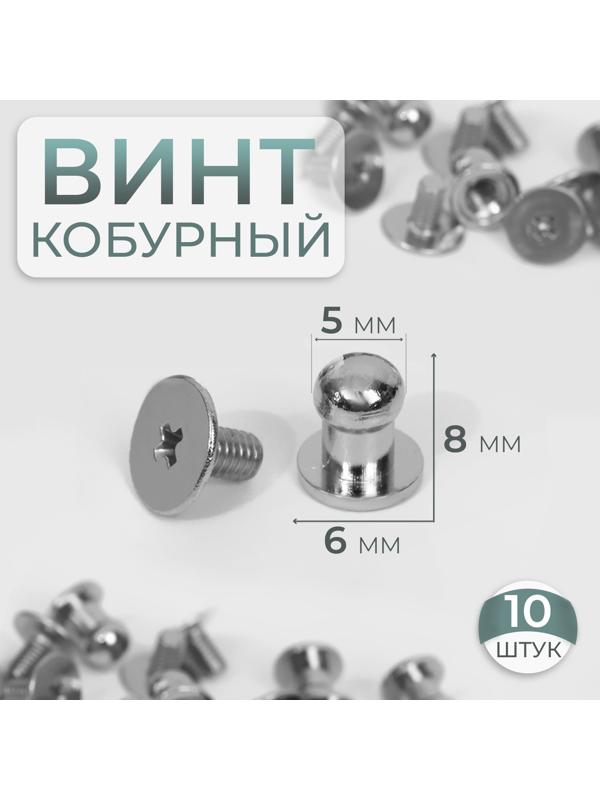 Кобурный винт d = 5/6 × 8 мм, 10 шт, цвет серебряный
