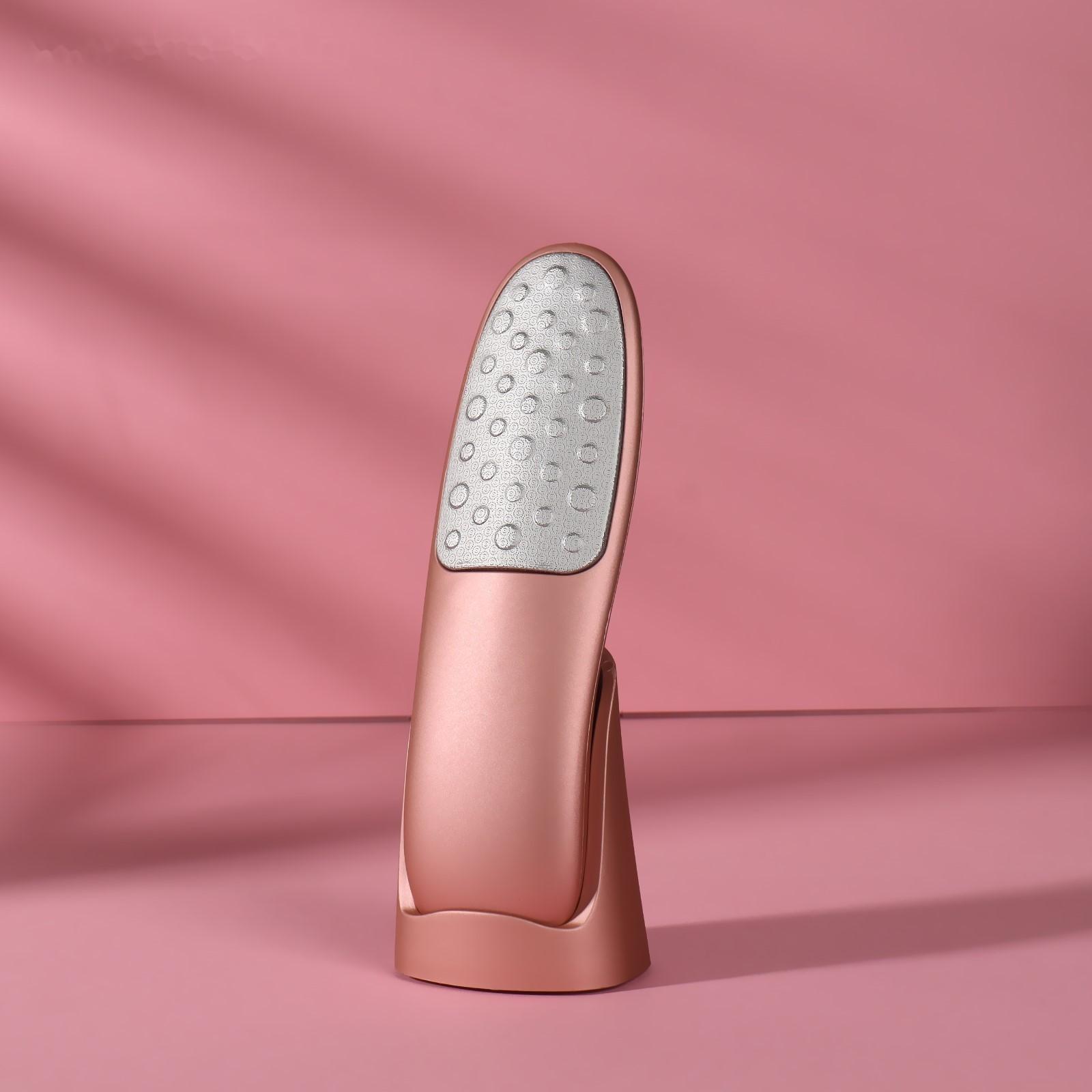 Тёрка для ног, лазерная, двусторонняя, с подставкой, 16,5 см, цвет розовое золото