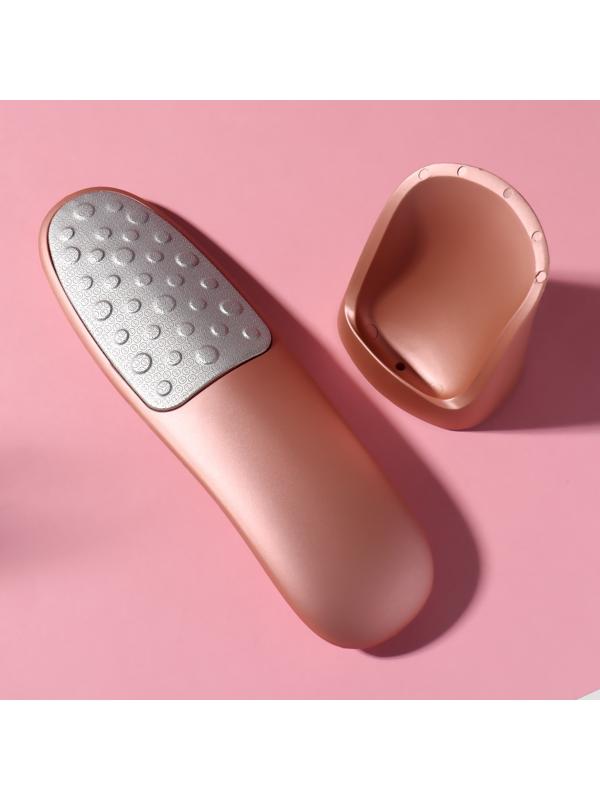 Тёрка для ног, лазерная, двусторонняя, с подставкой, 16,5 см, цвет розовое золото