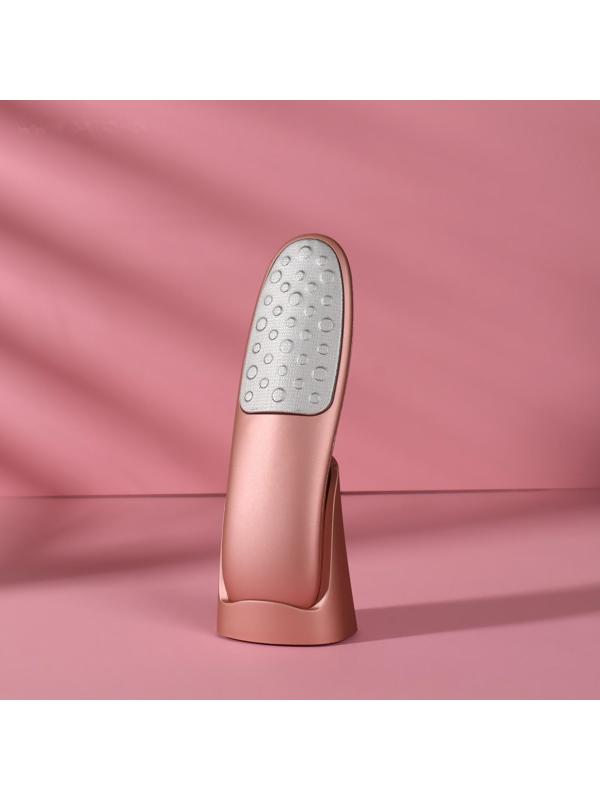 Тёрка для ног, лазерная, двусторонняя, с подставкой, 16,5 см, цвет розовое золото