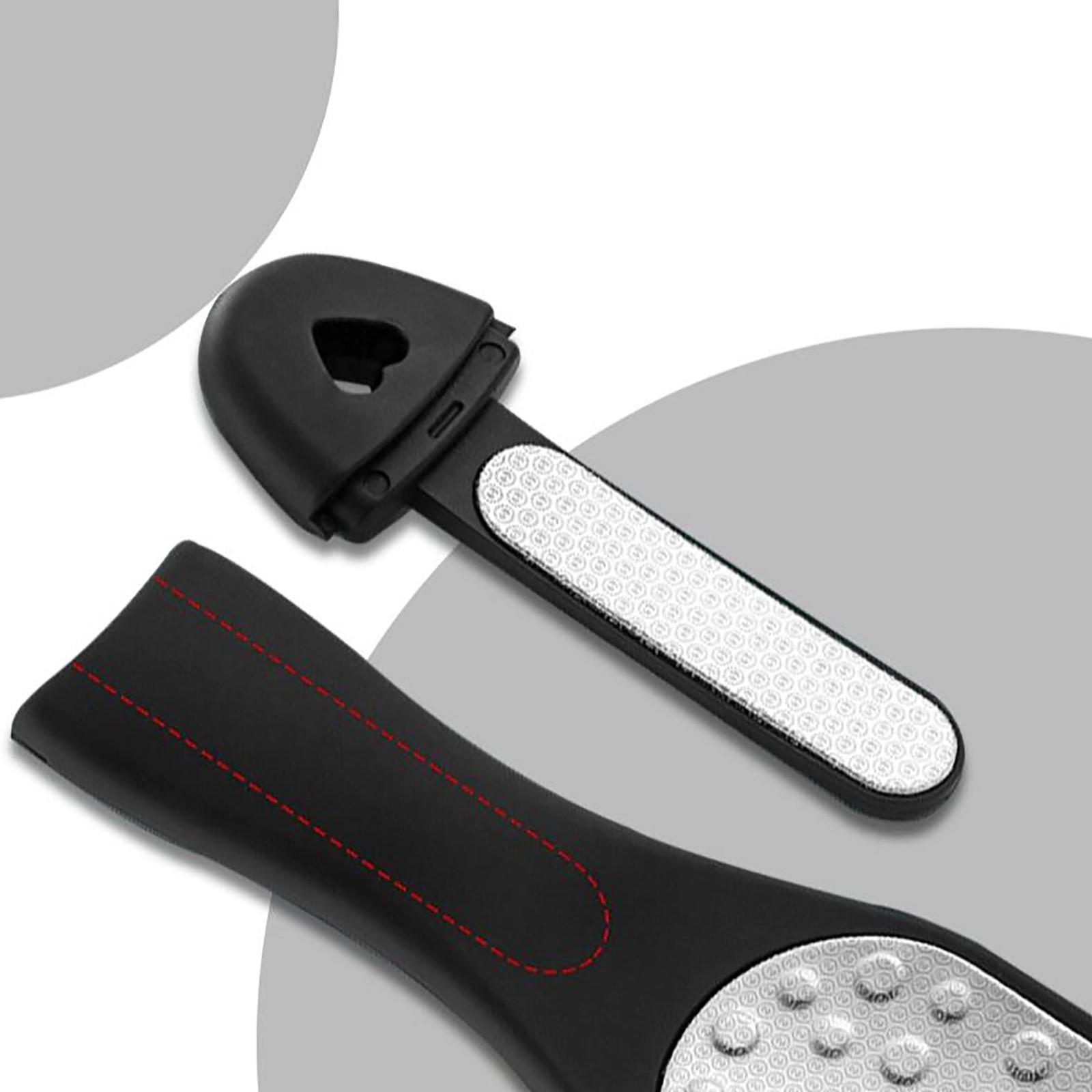 Тёрка для ног, лазерная, двусторонняя, с пилкой, прорезиненная ручка, 27 см, цвет чёрный