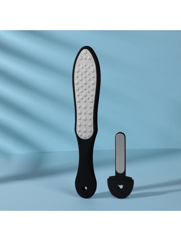 Тёрка для ног, лазерная, двусторонняя, с пилкой, прорезиненная ручка, 27 см, цвет чёрный