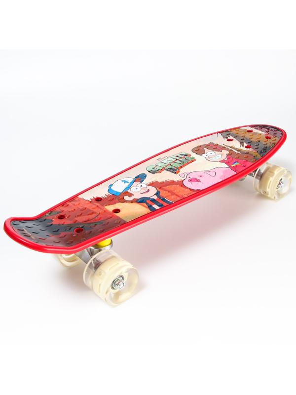 Пенниборд Gravity Falls 56 х 16 см, колёса световые PU 60х45 мм, ABEC 7, цвет бордовый