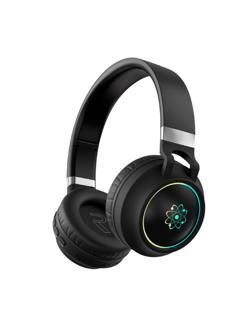 Наушники TFN Atom, беспроводные, накладные, микрофон, FM, microSD, 300мАч, подсветка, черные