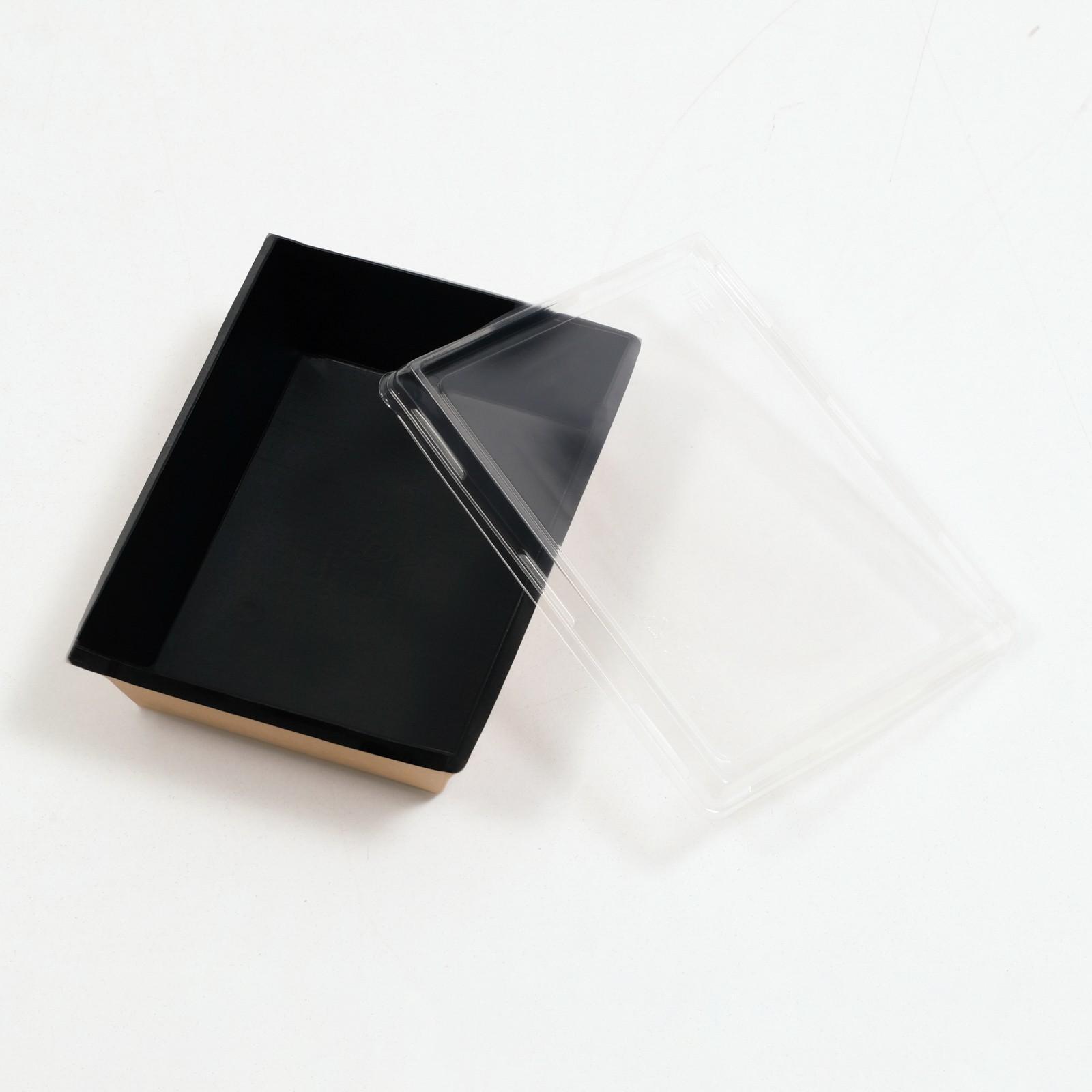 Салатник с плоской крышкой, черный, 16 х 12 х 4,5 см, 0,5 л