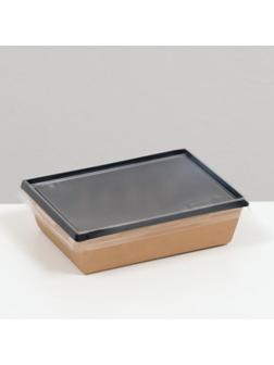 Салатник с плоской крышкой, черный, 16 х 12 х 4,5 см, 0,5 л