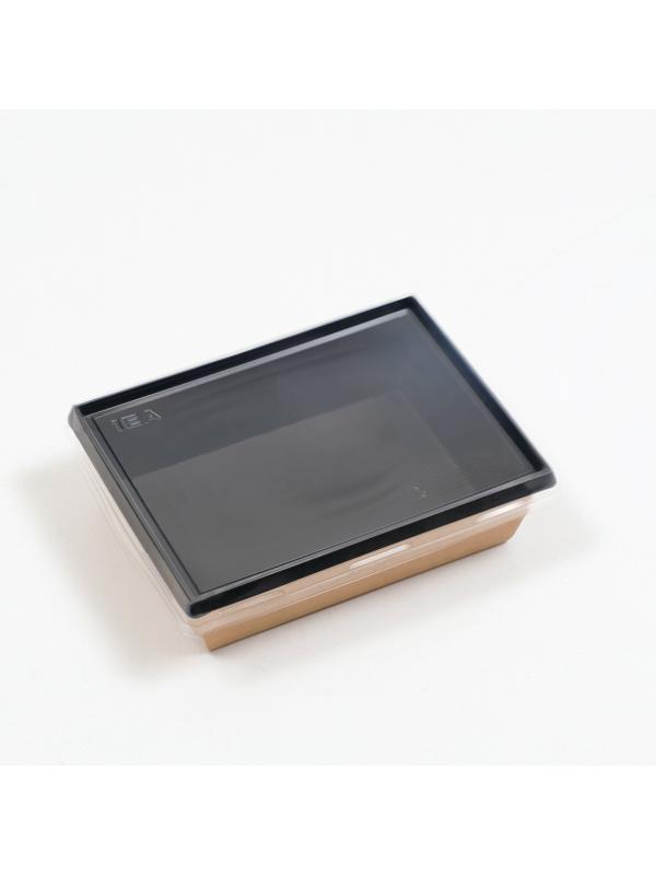 Салатник с плоской крышкой, черный, 16 х 12 х 4,5 см, 0,5 л