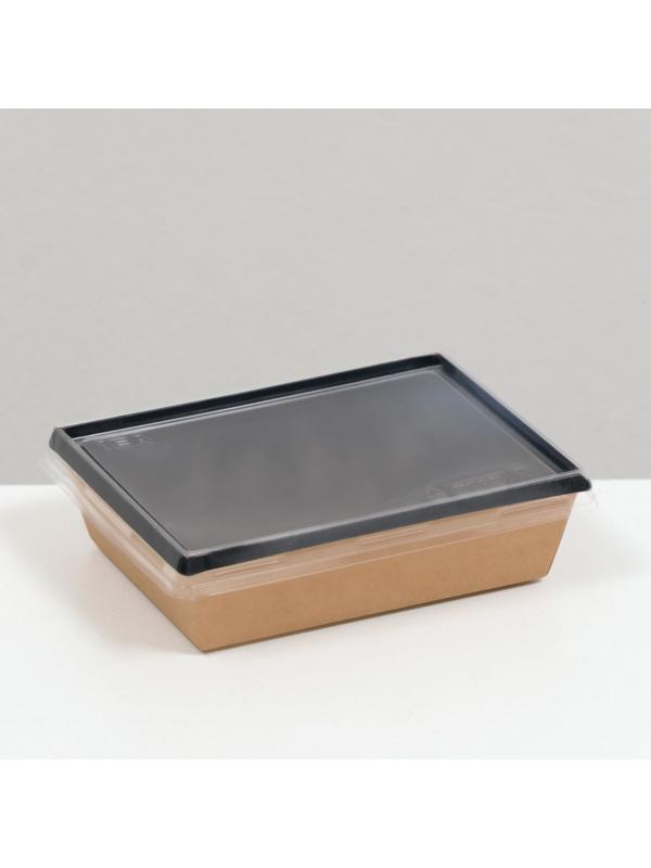 Салатник с плоской крышкой, черный, 16 х 12 х 4,5 см, 0,5 л