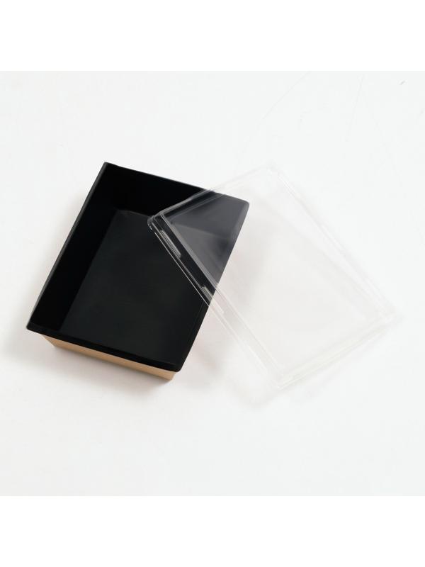 Салатник с плоской крышкой, черный, 16 х 12 х 4,5 см, 0,5 л