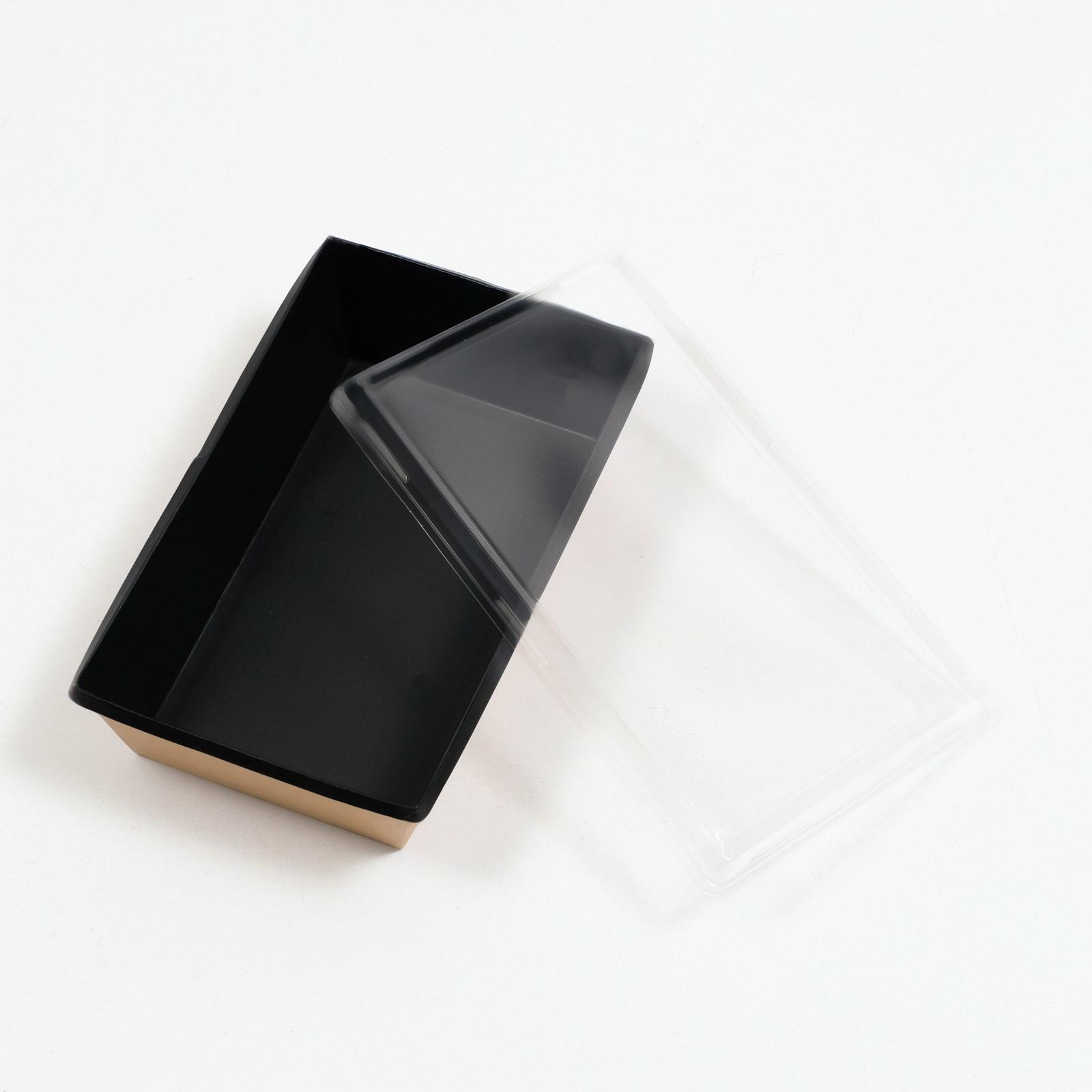 Салатник с плоской крышкой, черный, 20 х 12 х 5,5 см, 0,8 л