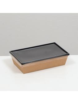 Салатник с плоской крышкой, черный, 20 х 12 х 5,5 см, 0,8 л