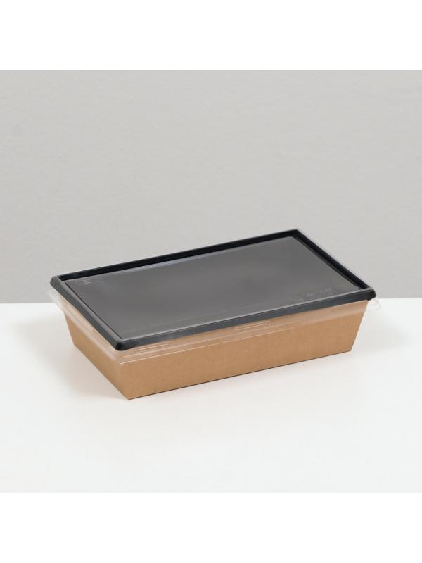 Салатник с плоской крышкой, черный, 20 х 12 х 5,5 см, 0,8 л