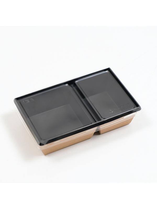 Салатник двухсекционный, черный, 20 х 12 х 5,5 см, 0,8 л