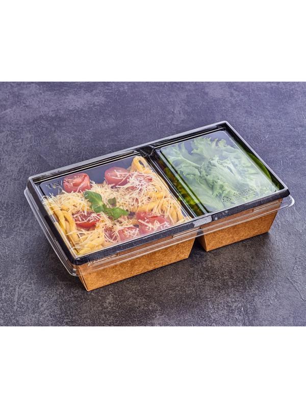 Салатник двухсекционный, черный, 20 х 12 х 5,5 см, 0,8 л