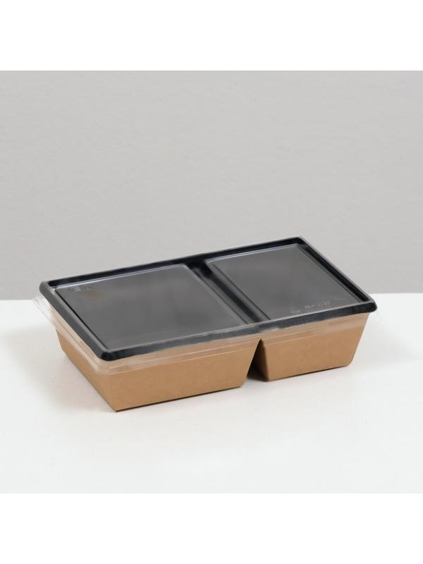 Салатник двухсекционный, черный, 20 х 12 х 5,5 см, 0,8 л