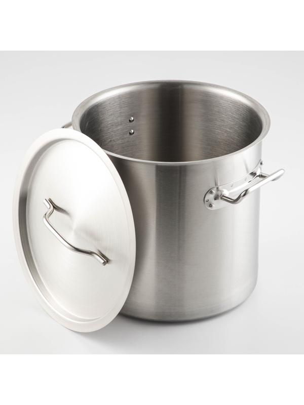 Кастрюля из нержавеющей стали Hanna Knövell HoReCa, 12 л, толщина 0,8 мм, 201 сталь, дно 3 мм, металлическая крышка, с теплораспределительным слоем, индукция