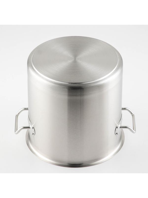 Кастрюля из нержавеющей стали Hanna Knövell HoReCa, 12 л, толщина 0,8 мм, 201 сталь, дно 3 мм, металлическая крышка, с теплораспределительным слоем, индукция